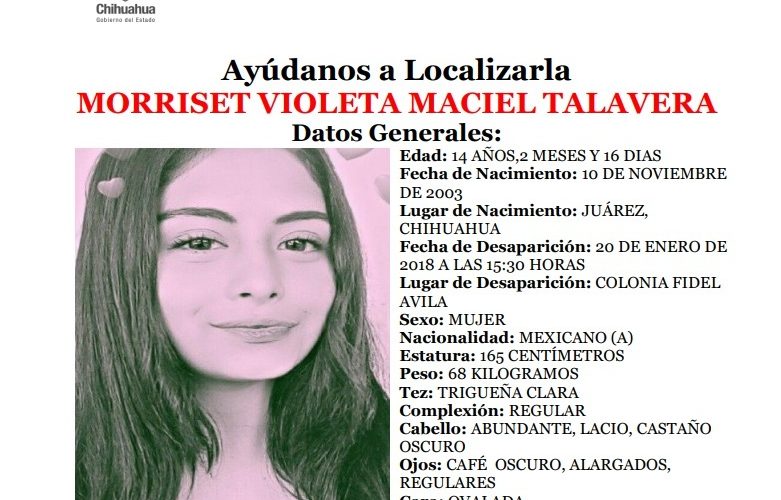 Solicitan apoyo para localizar a jovencita en Ciudad Juarez