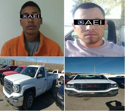 Caen dos sujetos que viajaban en pick up de reciente modelo robada en El Paso, Tx.