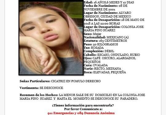 Juarez | Activa FEM búsqueda de menor desaparecida en Ciudad Juarez