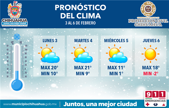 #Chihuahua | Se prevé descenso de la temperatura para el próximo miércoles en la capital