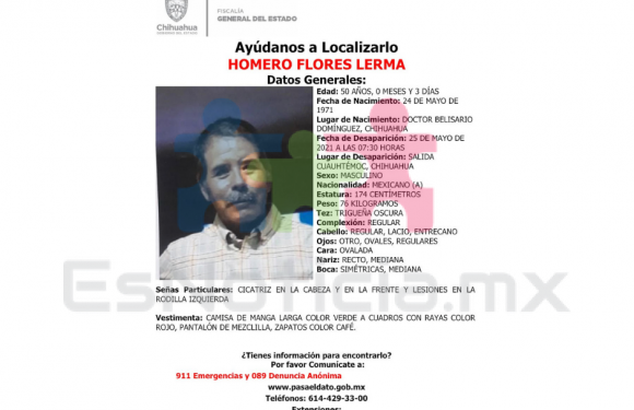 Cuauhtémoc | Realizan acciones de búsqueda para localizar a hombre reportado como ausente
